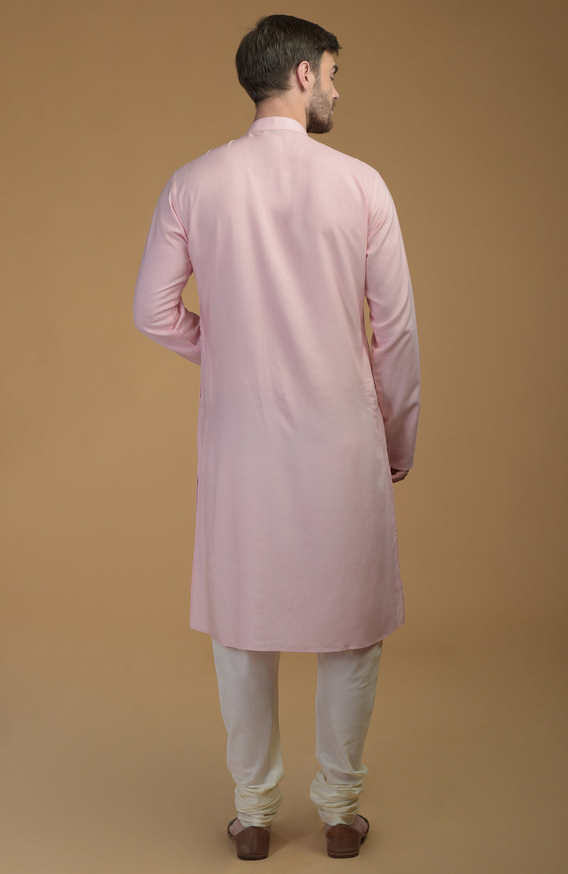 Pale Pink Kurta With Pintuck Detail