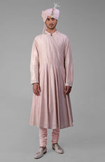 Pale Pink Chikankari Embroidered Angrakha Kurta Set