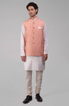 Peach Pure Raw Silk Waistcoat Bandi Jacket