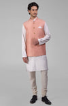 Peach Pure Raw Silk Waistcoat Bandi Jacket