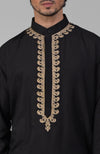 Classic Black Kashmiri Tilla Hand Embroidered Kurta Set