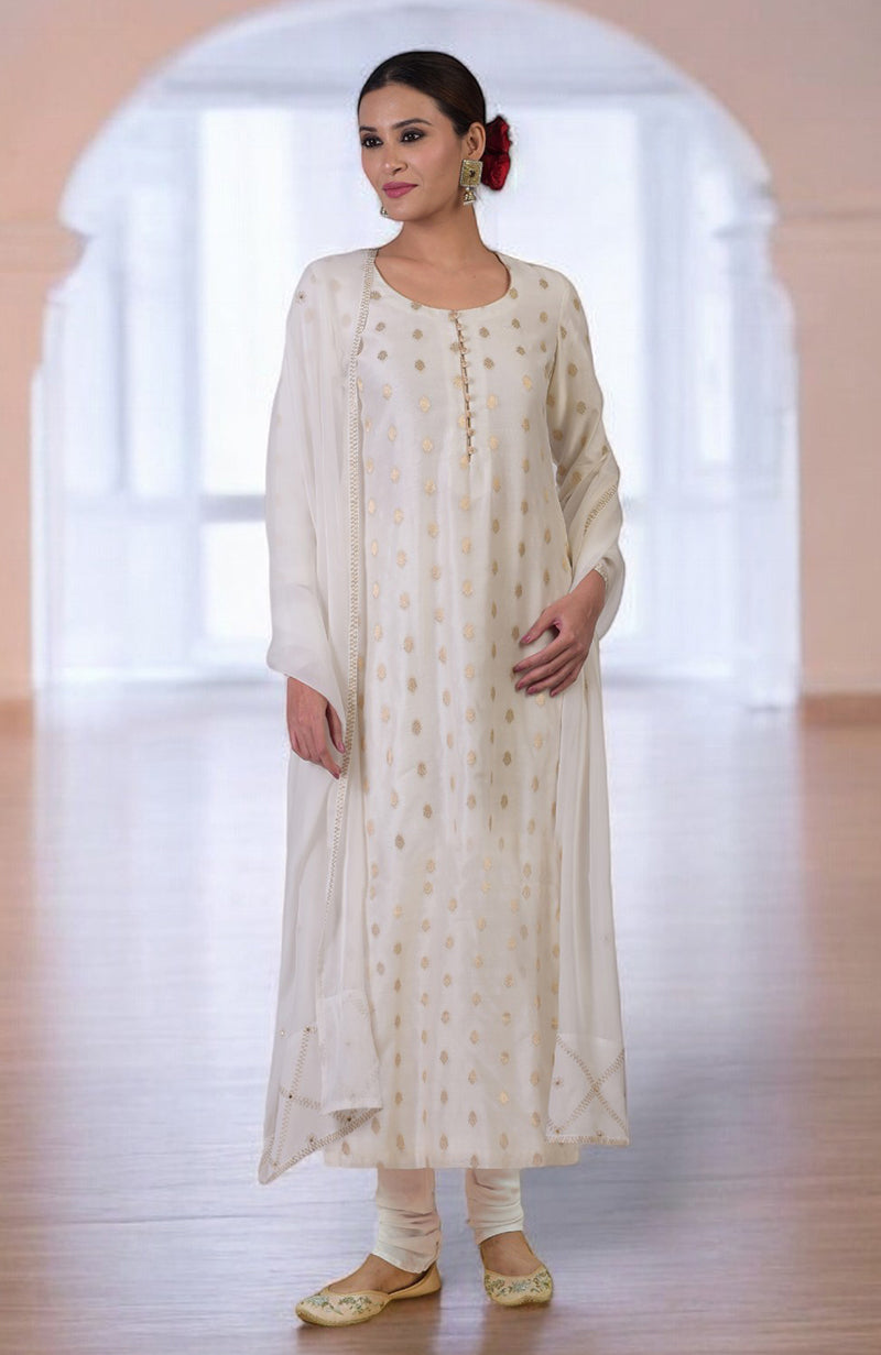 Elderberry Banarasi Bootah & Aari Tilla Embroidered Kurta  Set