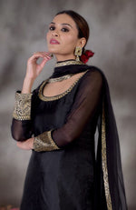 Black-Gold Banarasi Embroidered Sharara Set