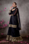 Black-Gold Banarasi Embroidered Sharara Set