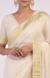 Ivory Gold Banarasi Handwoven Saree Set