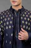 Blue Diamond Hand Embroidered Jacket Set