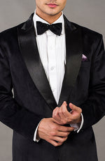 Solid Black Velvet Tuxedo Set