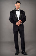 Solid Black Velvet Tuxedo Set