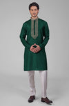 Olive Zardozi Hand Embroidered Pure Silk Kurta