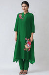 Green Parsi Gara Embroidered Kaftan set