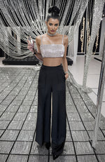 Diamante Crystal Hand Embroidered Bustier and Pants Set