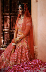 RAAGA- Love Comes Quietly Red Lehenga Set