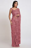 Mauve Chantilly Lace Saree Set