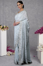 Heirloom Powder Blue Chikankari-Gota Patti Hand Embroidered Saree