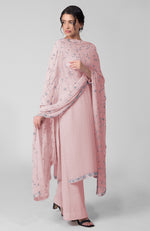 Pink Dogwood Beads & Sequin Zardozi Hand Embroidered Kurta Set