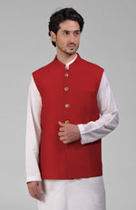 Peach Pure Raw Silk Waistcoat Bandi Jacket