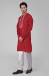 Red Zardozi Hand Embroidered Pure Silk Kurta Set