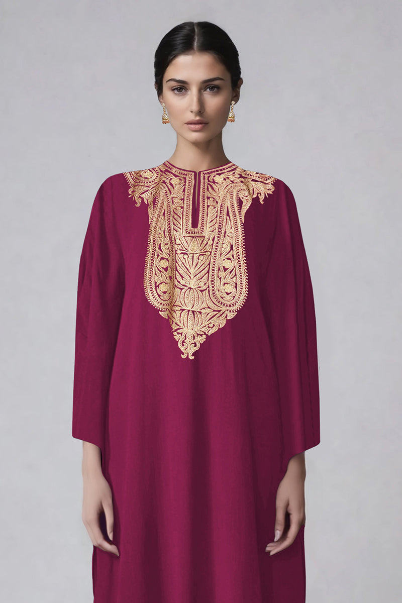 Sangria Kashmiri Tilla Aari Embroidered Kaftan