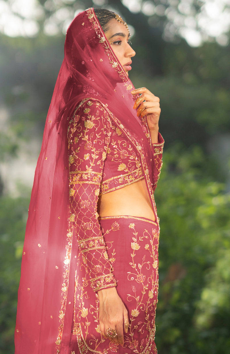 Deep Red Color Wedding Lehenga | Red bridal dress, Indian bridal lehenga, Indian  bridal outfits