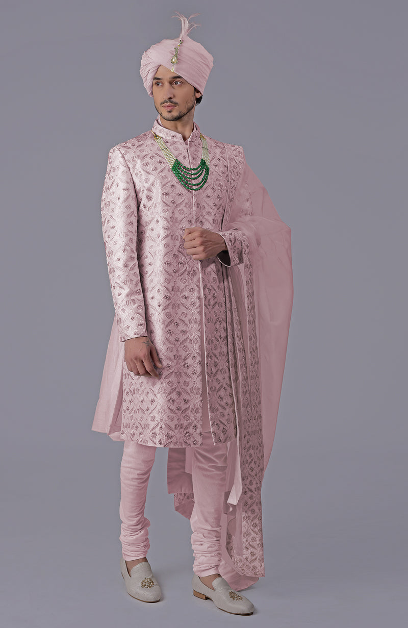 To Be In Love Burnished Lilac Embroidered Sherwani Set