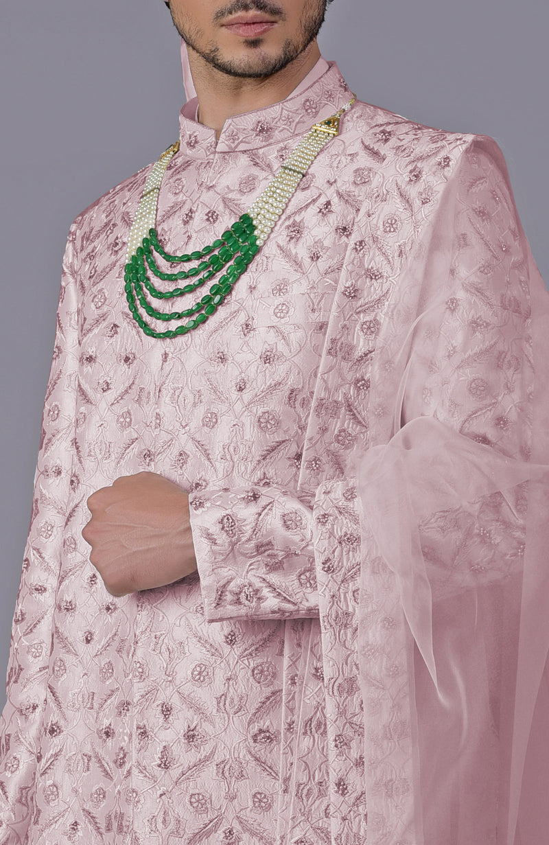 To Be In Love Burnished Lilac Embroidered Sherwani Set