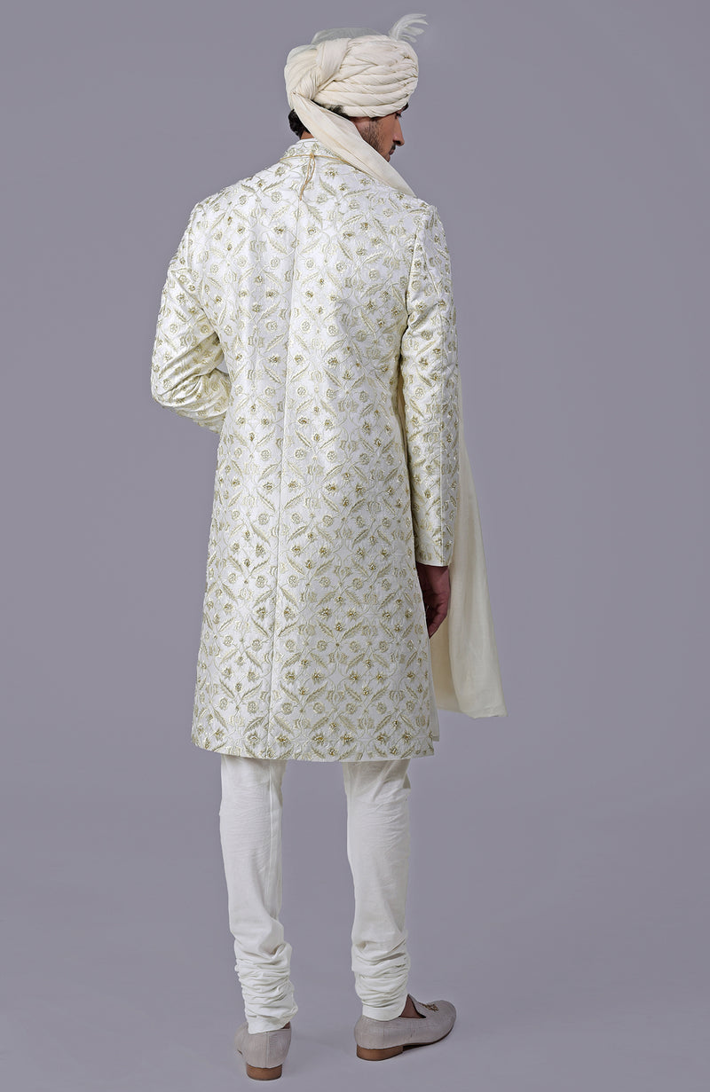 To Be In Love Ivory-Gold Embroidered Sherwani Set