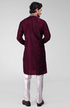 Maroon Zardosi Hand Embroidered Pure Silk Kurta