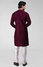 Maroon Zardosi Hand Embroidered Pure Silk Kurta