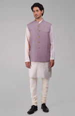 Peach Pure Raw Silk Waistcoat Bandi Jacket