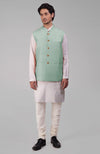 Peach Pure Raw Silk Waistcoat Bandi Jacket