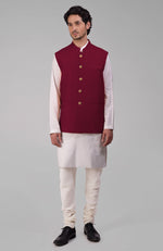 Peach Pure Raw Silk Waistcoat Bandi Jacket