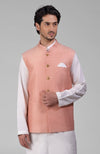 Peach Pure Raw Silk Waistcoat Bandi Jacket