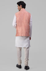 Peach Pure Raw Silk Waistcoat Bandi Jacket