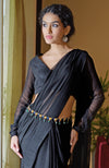 Black Chiffon Saree with Blue Jewelled Crystal Belt