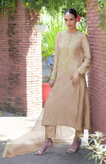 Beige Marori Beads & Sequin Hand Embroidered Kurta Set