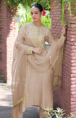 Beige Marori Beads & Sequin Hand Embroidered Kurta Set