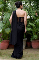 Elysian Black Hand Embroidered Corset Saree Set