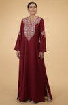 Maroon Paisley Embroidered Kaftan