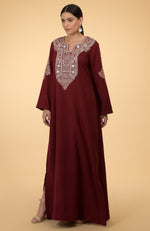 Maroon Paisley Embroidered Kaftan