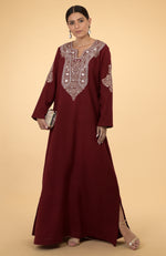 Maroon Paisley Embroidered Kaftan