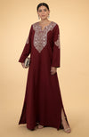 Maroon Paisley Embroidered Kaftan