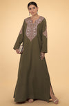 Maroon Paisley Embroidered Kaftan