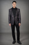 Black Woven Brocade Tuxedo Set