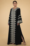 Black- Gold Kashmir Embroidered Kaftan