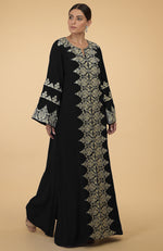 Black- Gold Kashmir Embroidered Kaftan