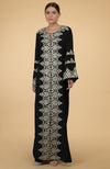 Black- Gold Kashmir Embroidered Kaftan