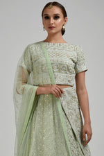 Sage Green Chikankari & Gota Patti Hand Embroidered Blouse