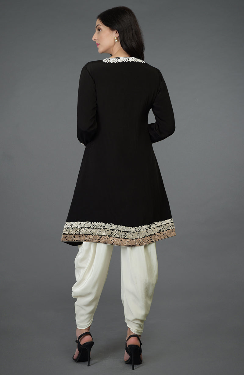 Black Parsi Gara Embroidered Patiala Pants Suit – Talking Threads