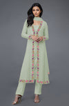 Sage Green Parsi Gara Embroidered Overlay Suit