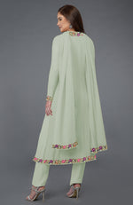 Sage Green Parsi Gara Embroidered Overlay Suit